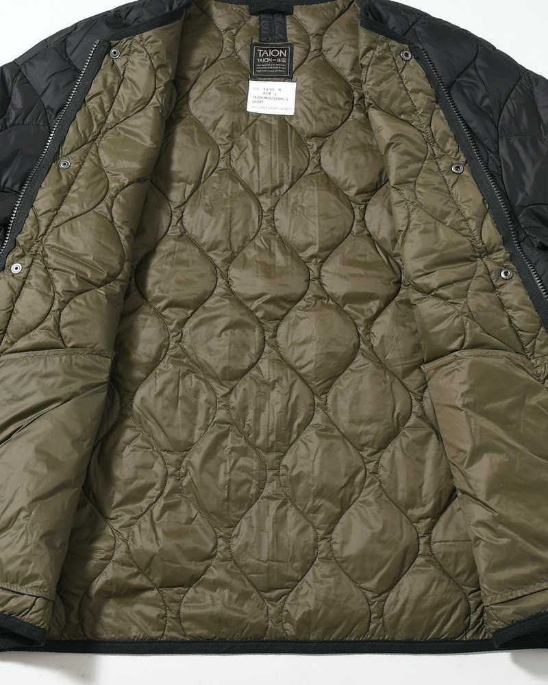 MILITARY M65 LINER W ZIP SHORT DOWN JACKET -BLACK-