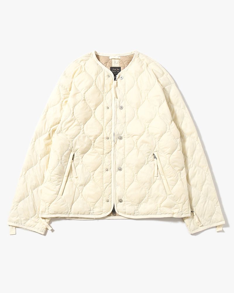MILITARY M65 LINER W ZIP SHORT DOWN JACKET -OFF WHITE-