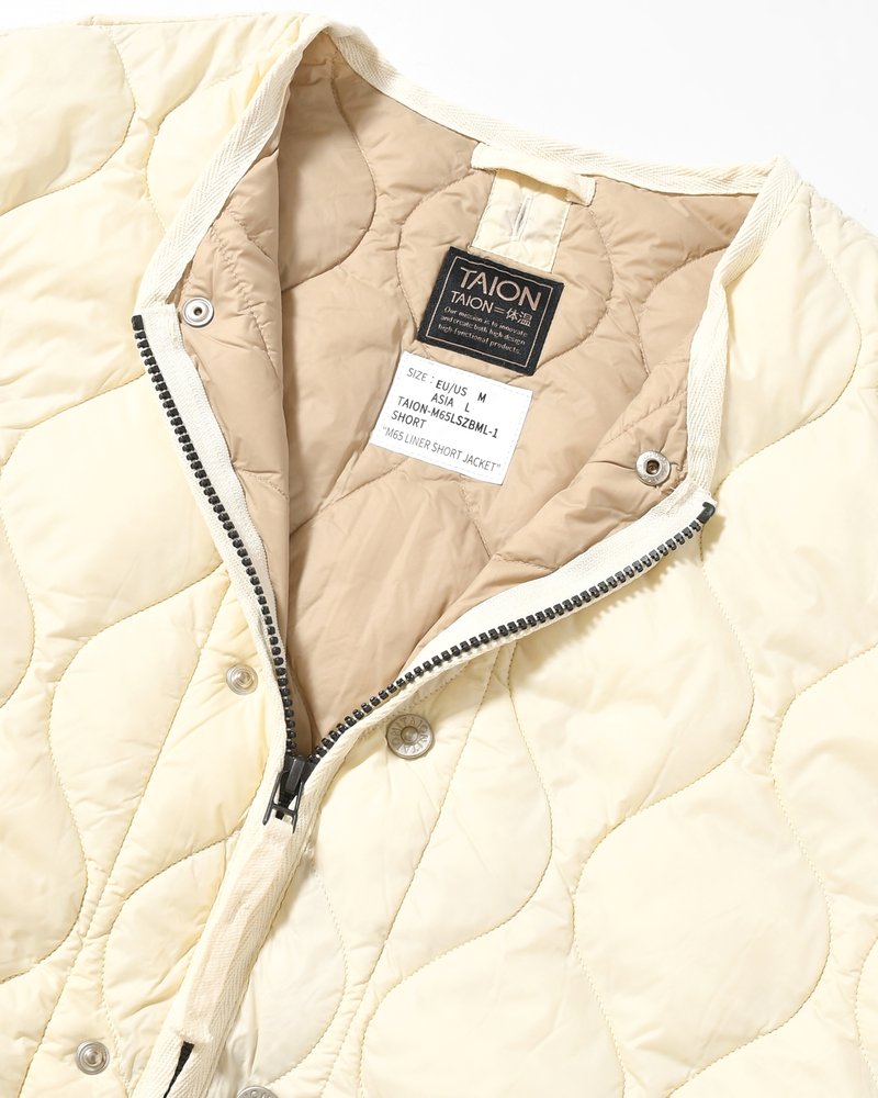 MILITARY M65 LINER W ZIP SHORT DOWN JACKET -OFF WHITE-