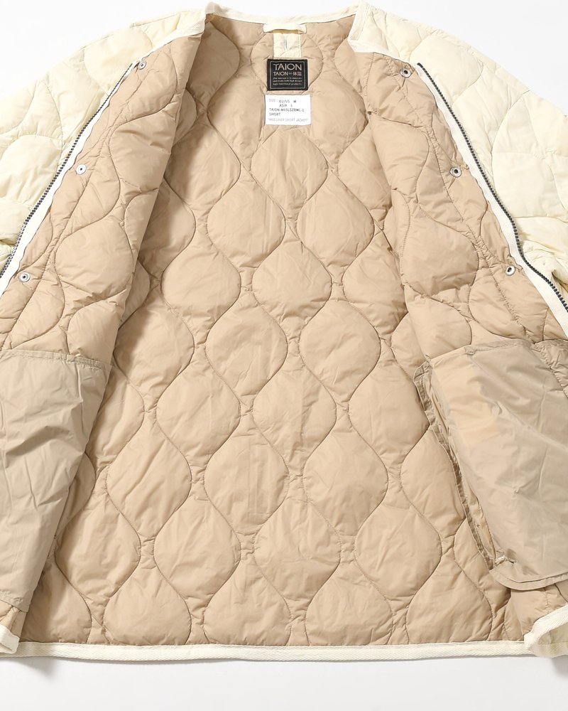 MILITARY M65 LINER W ZIP SHORT DOWN JACKET -OFF WHITE-