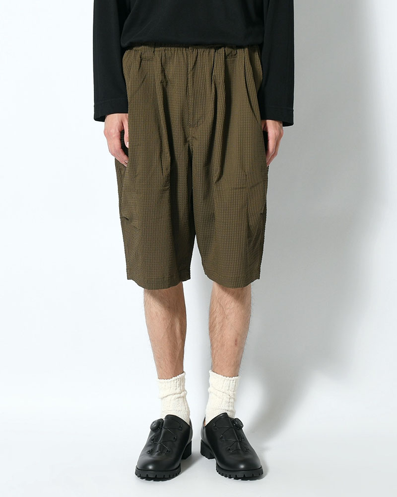 SEERSUCKER BIG SHORTS -OLIVE-