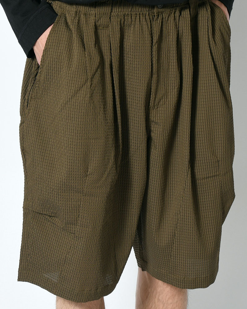 SEERSUCKER BIG SHORTS -OLIVE-