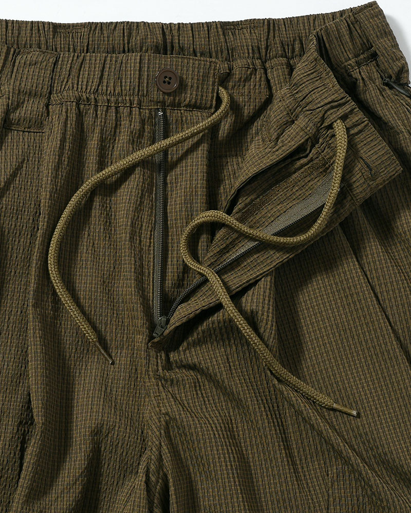 SEERSUCKER BIG SHORTS -OLIVE-