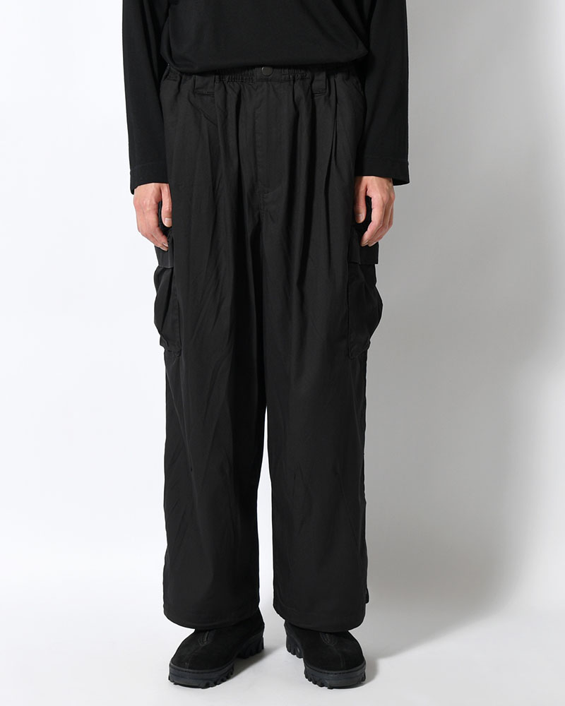 STRIPE BAGGY CARGO PANTS -BLACK-