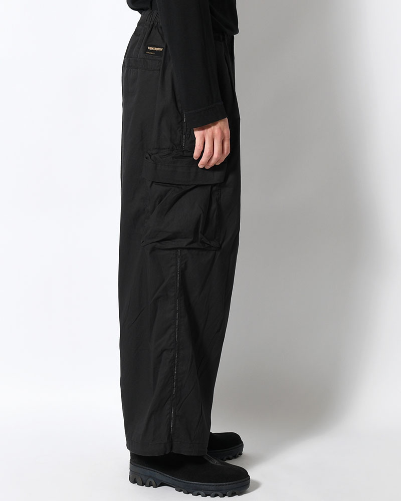 STRIPE BAGGY CARGO PANTS -BLACK-