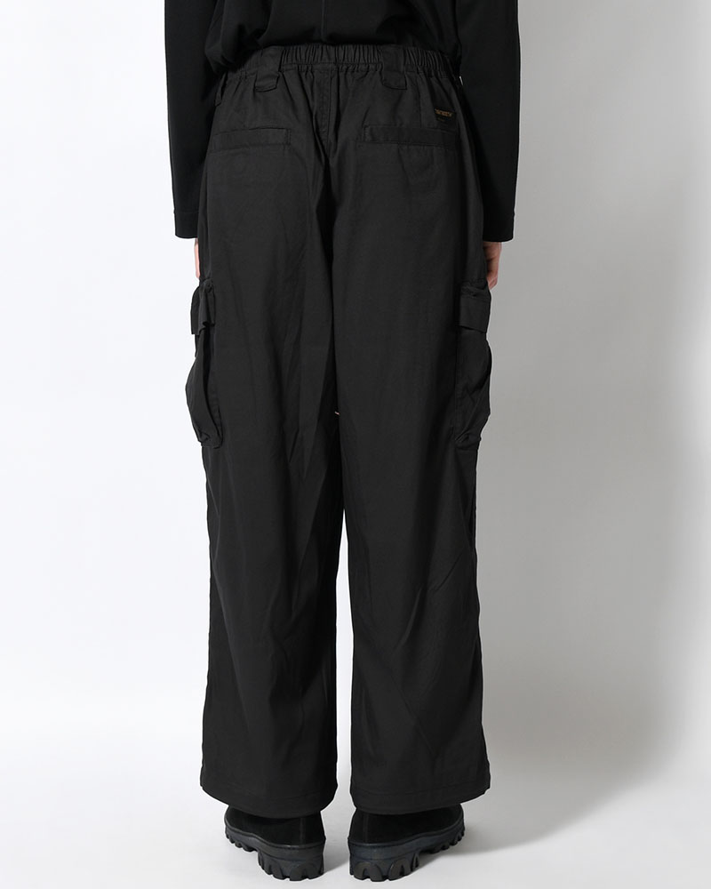STRIPE BAGGY CARGO PANTS -BLACK-