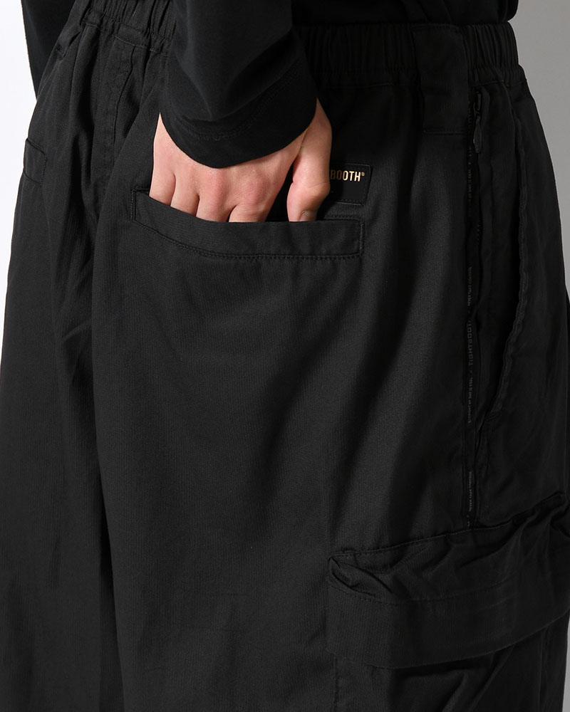 STRIPE BAGGY CARGO PANTS -BLACK-