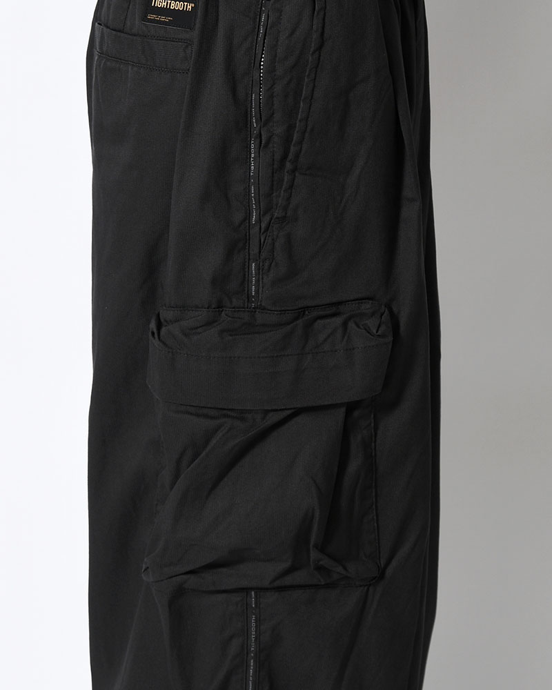 STRIPE BAGGY CARGO PANTS -BLACK-