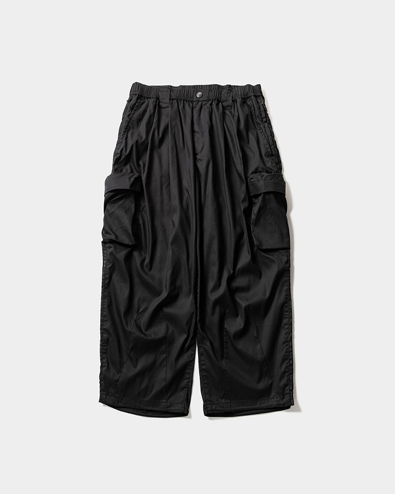 STRIPE BAGGY CARGO PANTS -BLACK-