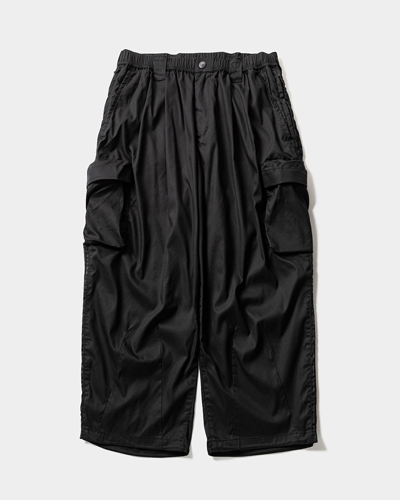 STRIPE BAGGY CARGO PANTS -BLACK-