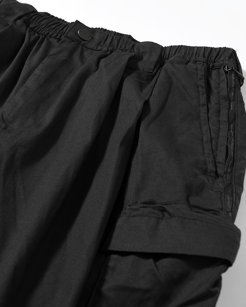 STRIPE BAGGY CARGO PANTS -BLACK-