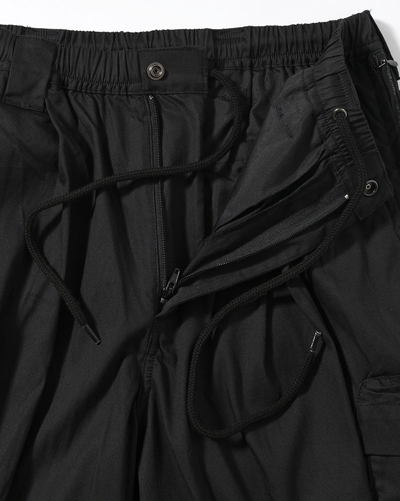 STRIPE BAGGY CARGO PANTS -BLACK-