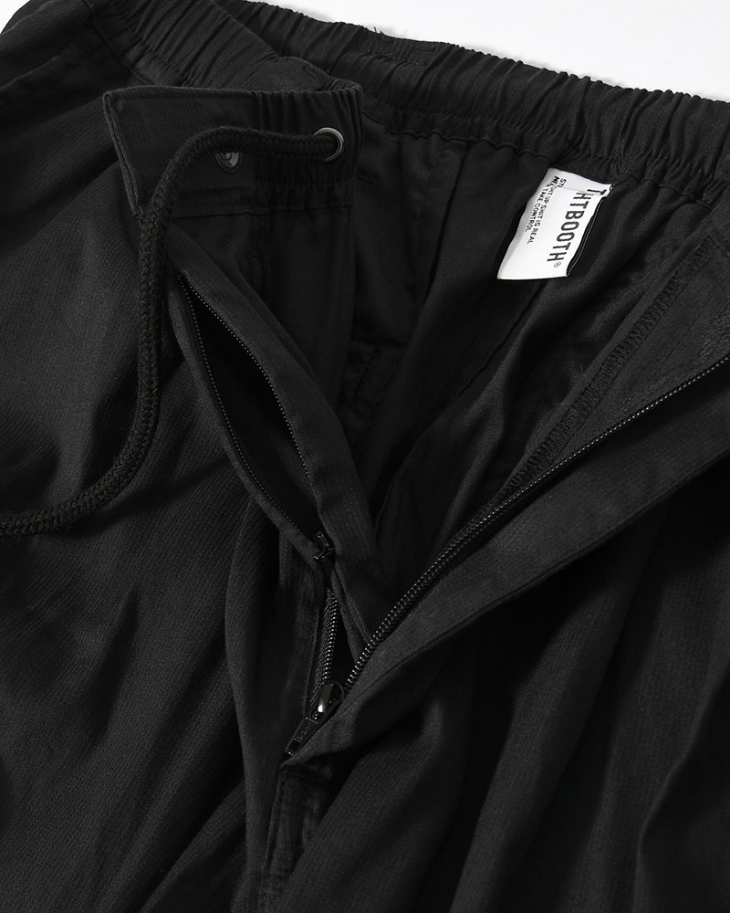 STRIPE BAGGY CARGO PANTS -BLACK-