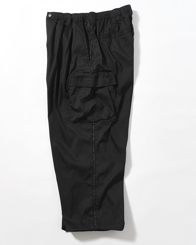 STRIPE BAGGY CARGO PANTS -BLACK-
