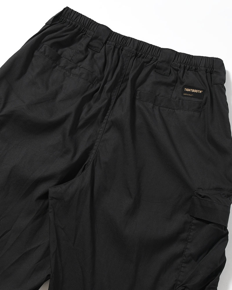 STRIPE BAGGY CARGO PANTS -BLACK-