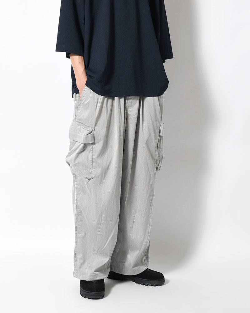 STRIPE BAGGY CARGO PANTS -GRAY-