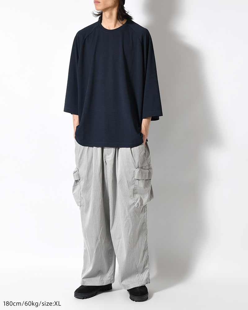 STRIPE BAGGY CARGO PANTS -GRAY-