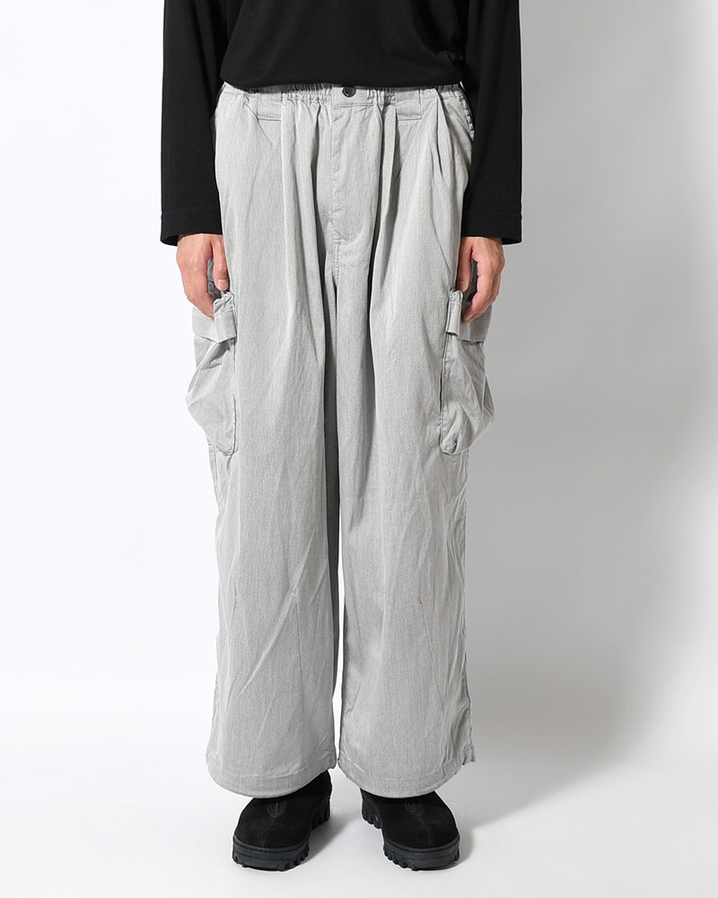STRIPE BAGGY CARGO PANTS -GRAY-