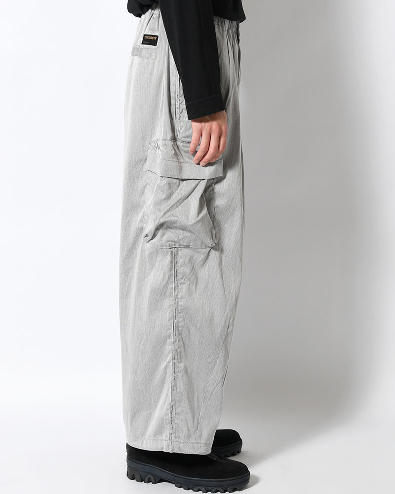 STRIPE BAGGY CARGO PANTS -GRAY-
