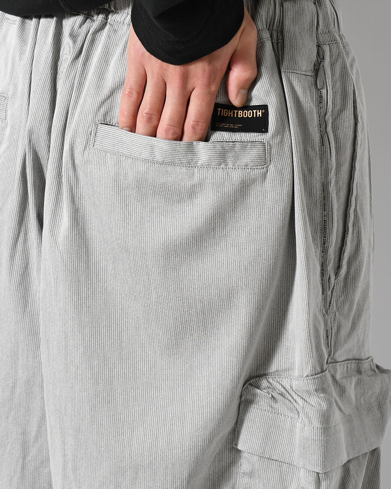 STRIPE BAGGY CARGO PANTS -GRAY-