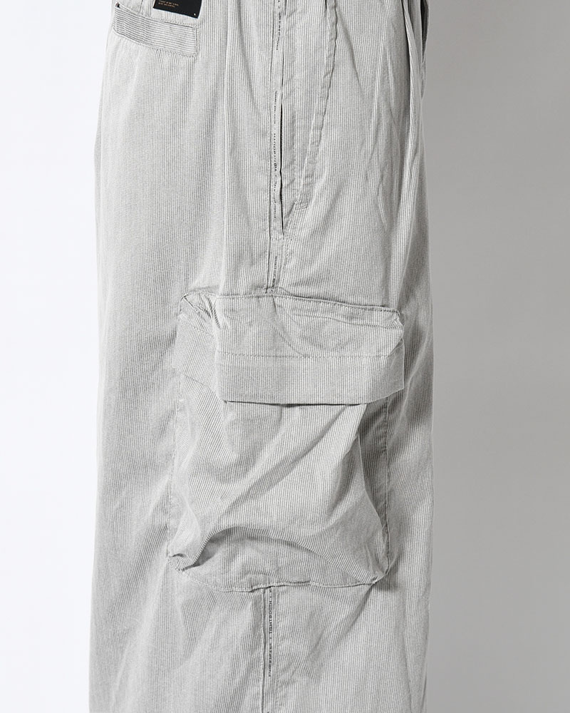 STRIPE BAGGY CARGO PANTS -GRAY-