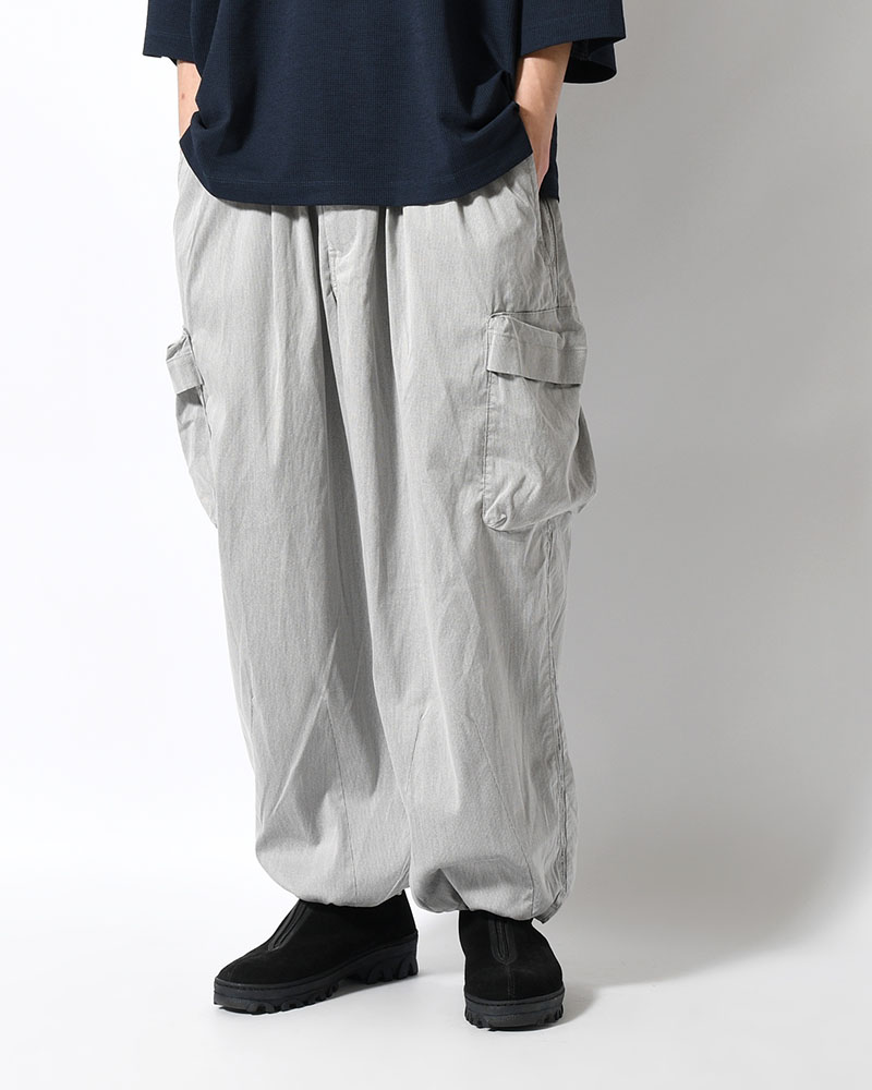 STRIPE BAGGY CARGO PANTS -GRAY-