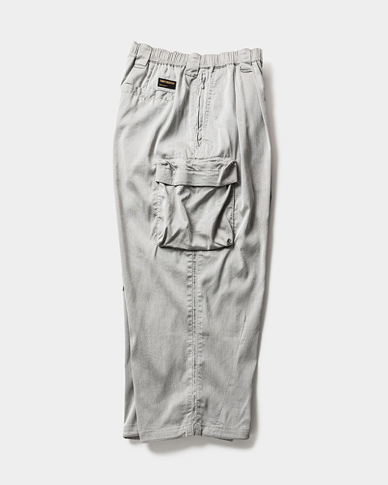 STRIPE BAGGY CARGO PANTS -GRAY-