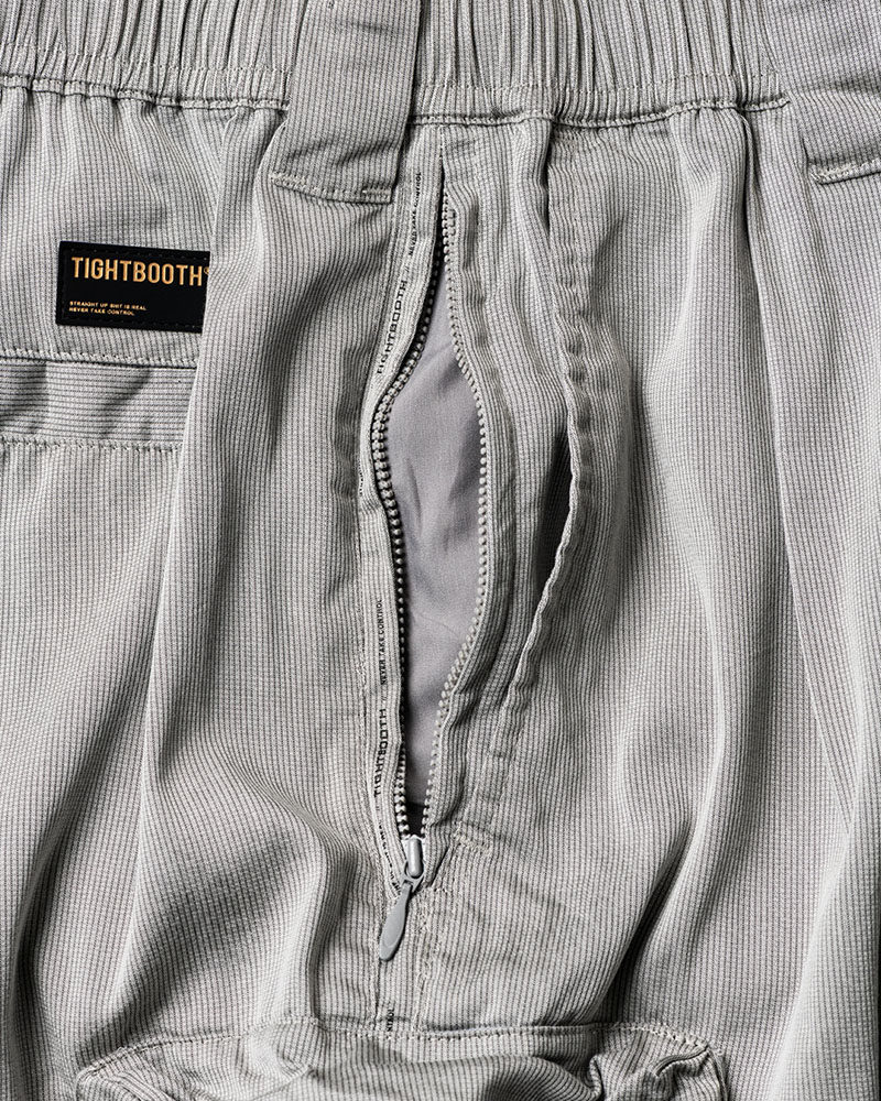 STRIPE BAGGY CARGO PANTS -GRAY-
