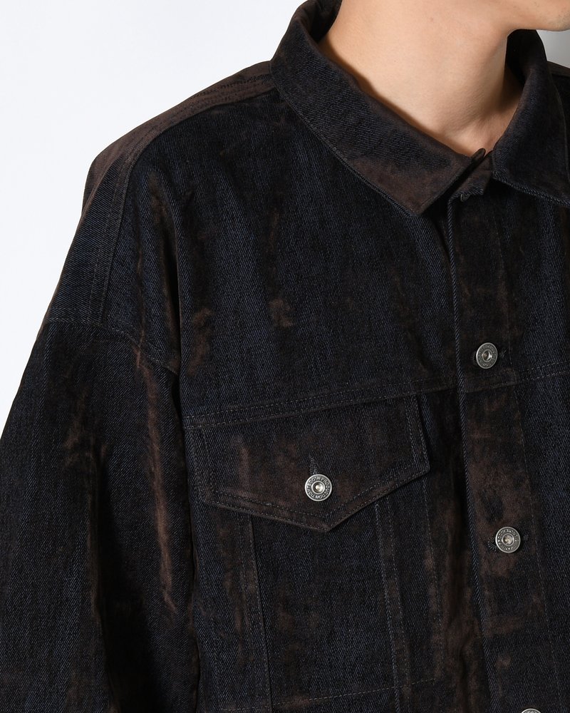 FLOCKY DENIM JAKCET -NAVY-