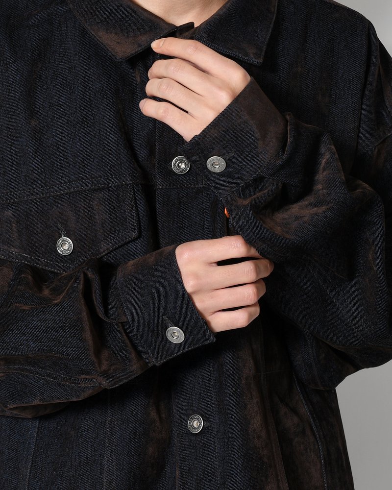 FLOCKY DENIM JAKCET -NAVY-