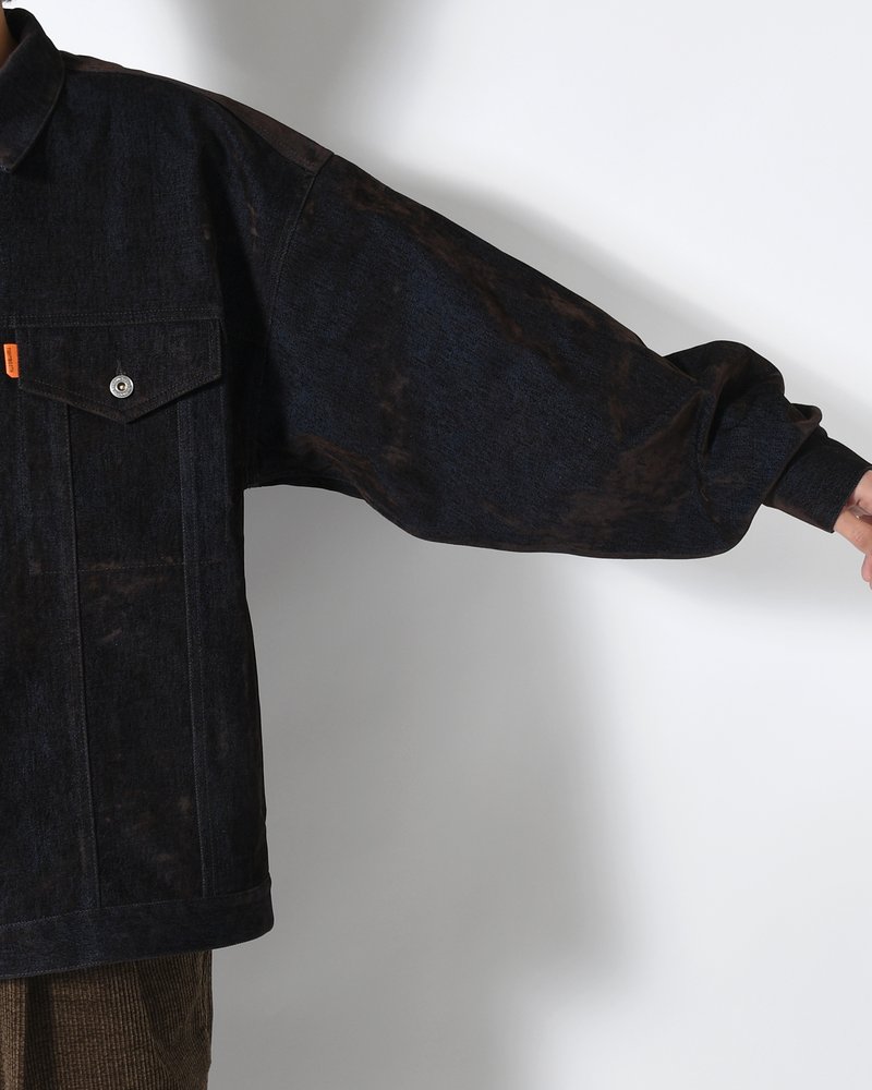 FLOCKY DENIM JAKCET -NAVY-