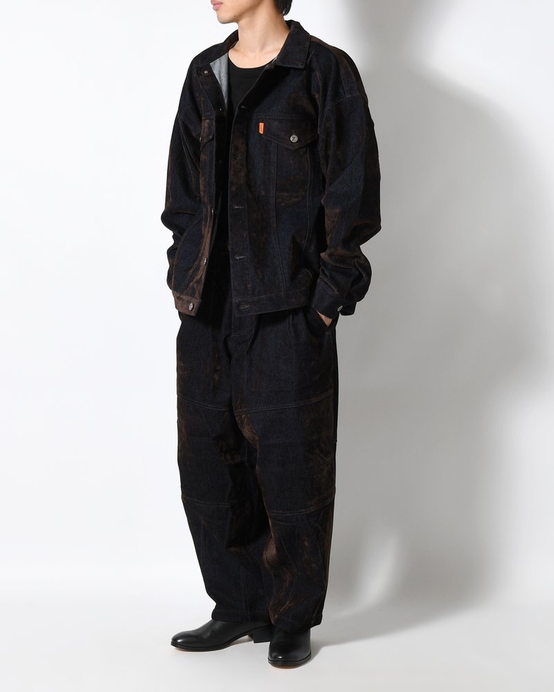 FLOCKY DENIM JAKCET -NAVY-