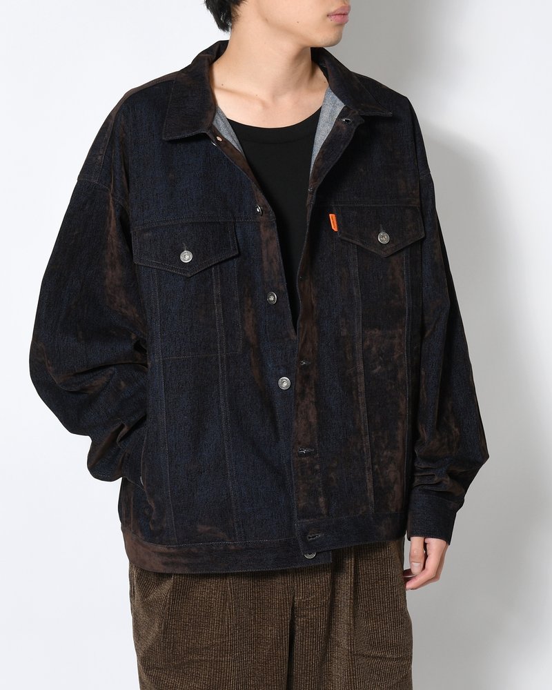 FLOCKY DENIM JAKCET -NAVY-