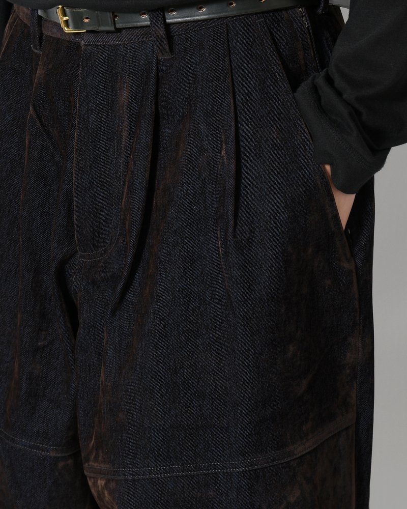 FLOCKY DENIM BALLOON PANTS -NAVY-