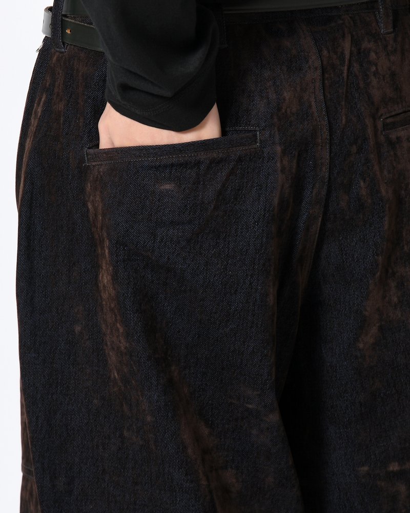 FLOCKY DENIM BALLOON PANTS -NAVY-