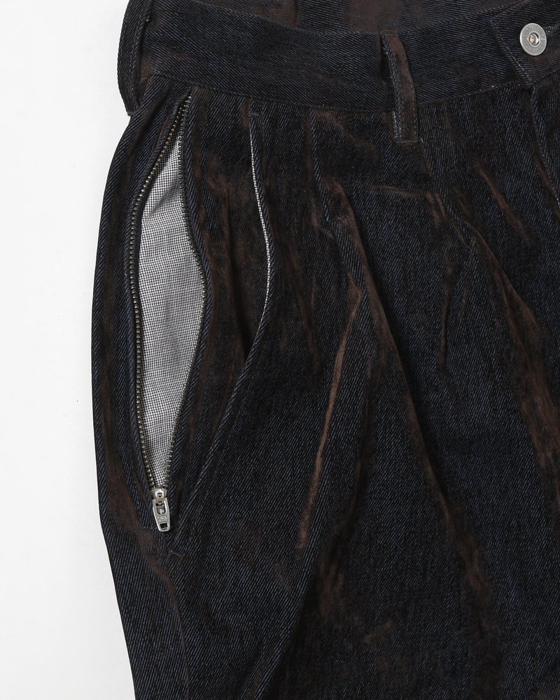 FLOCKY DENIM BALLOON PANTS -NAVY-