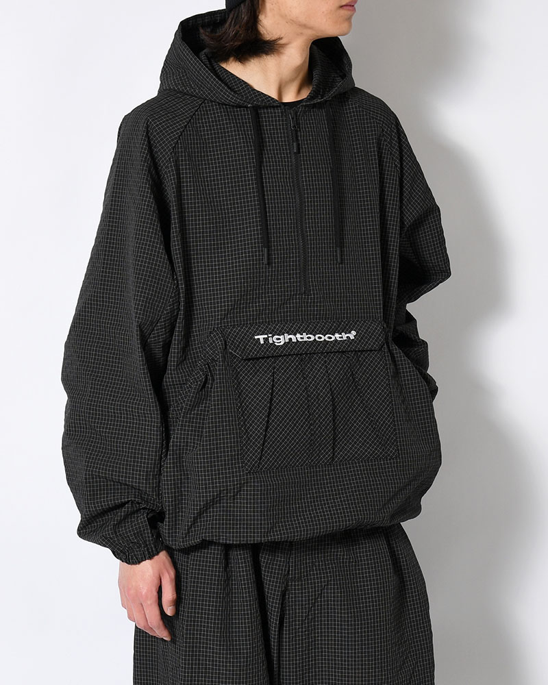 RIPPLE PLAID ANORAK -BLACK-