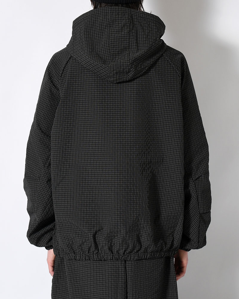 RIPPLE PLAID ANORAK -BLACK-