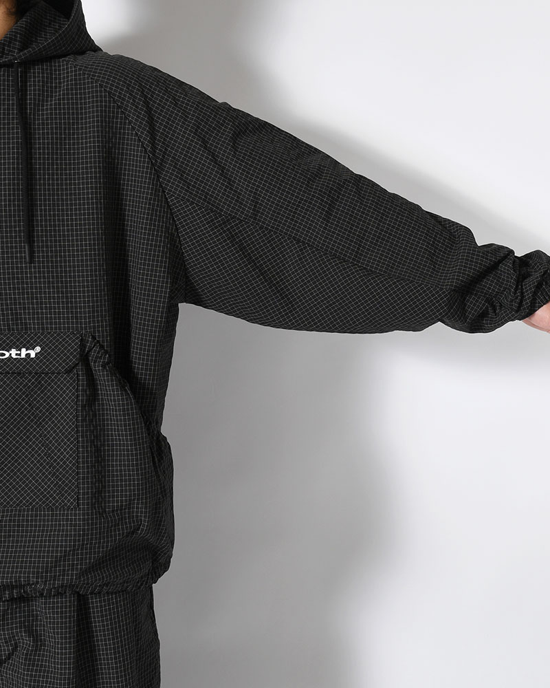 RIPPLE PLAID ANORAK -BLACK-