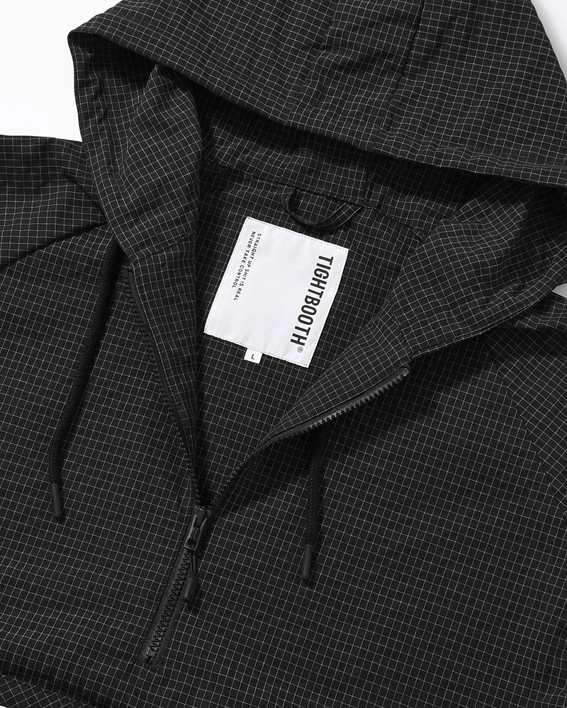 RIPPLE PLAID ANORAK -BLACK-