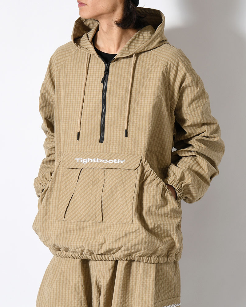 RIPPLE PLAID ANORAK -BEIGE-