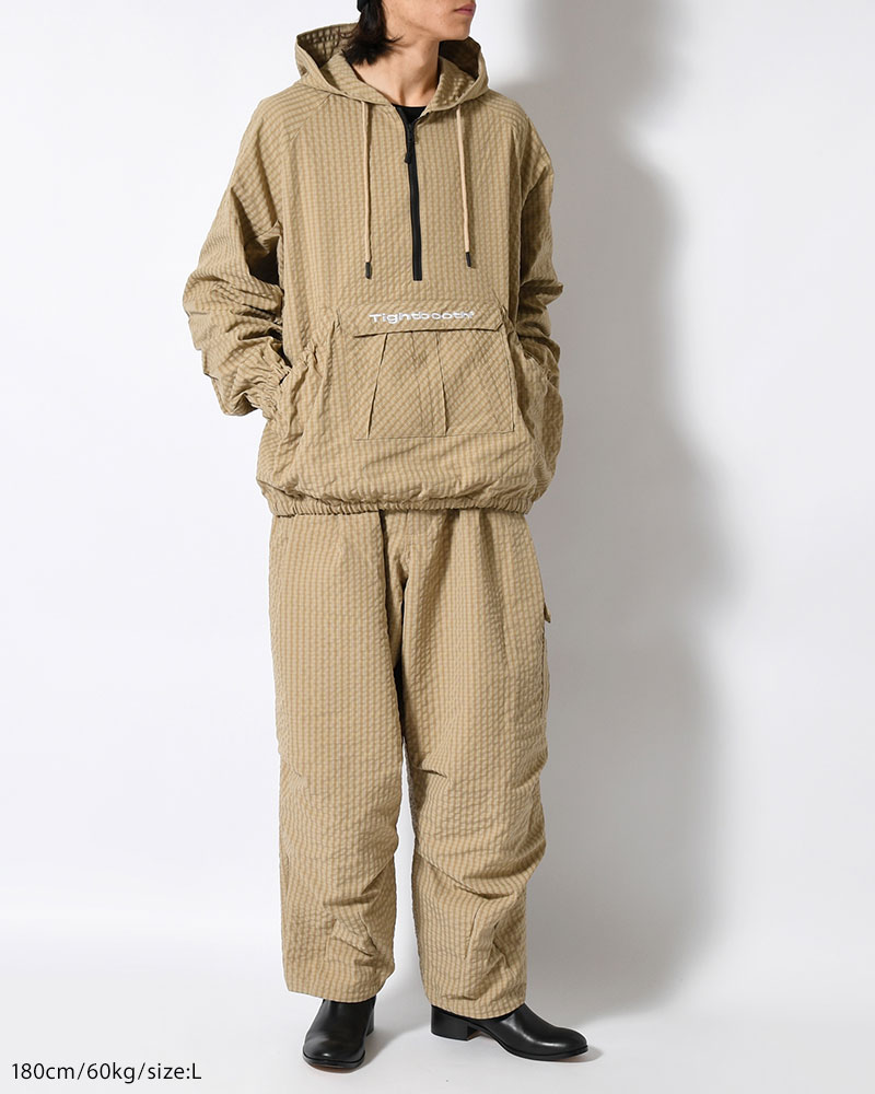 RIPPLE PLAID ANORAK -BEIGE-