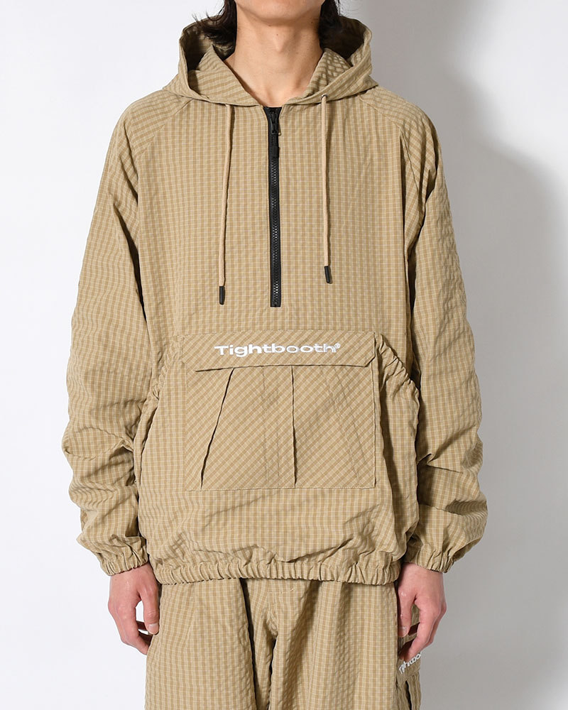 RIPPLE PLAID ANORAK -BEIGE-