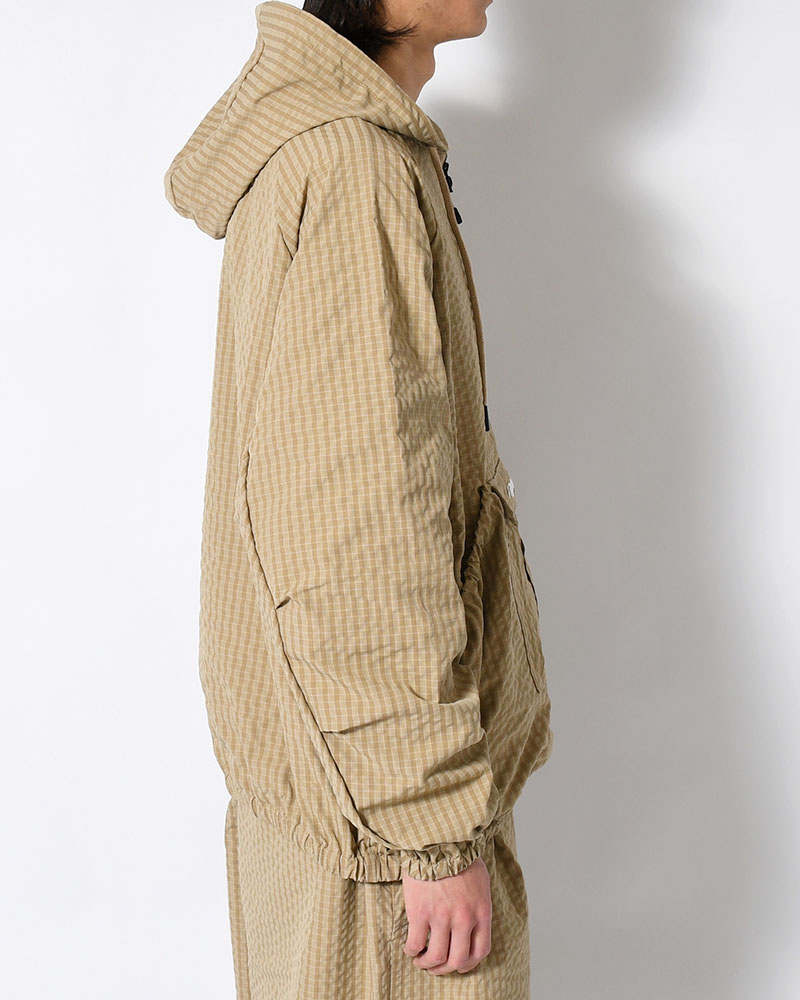 RIPPLE PLAID ANORAK -BEIGE-