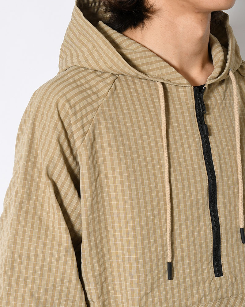 RIPPLE PLAID ANORAK -BEIGE-