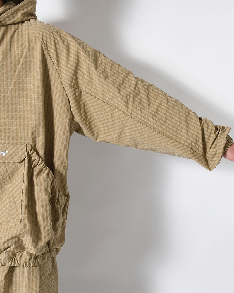 RIPPLE PLAID ANORAK -BEIGE-