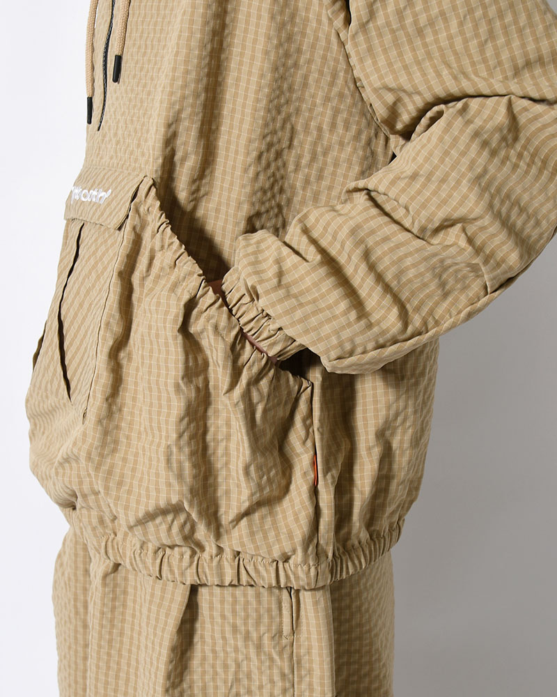 RIPPLE PLAID ANORAK -BEIGE-