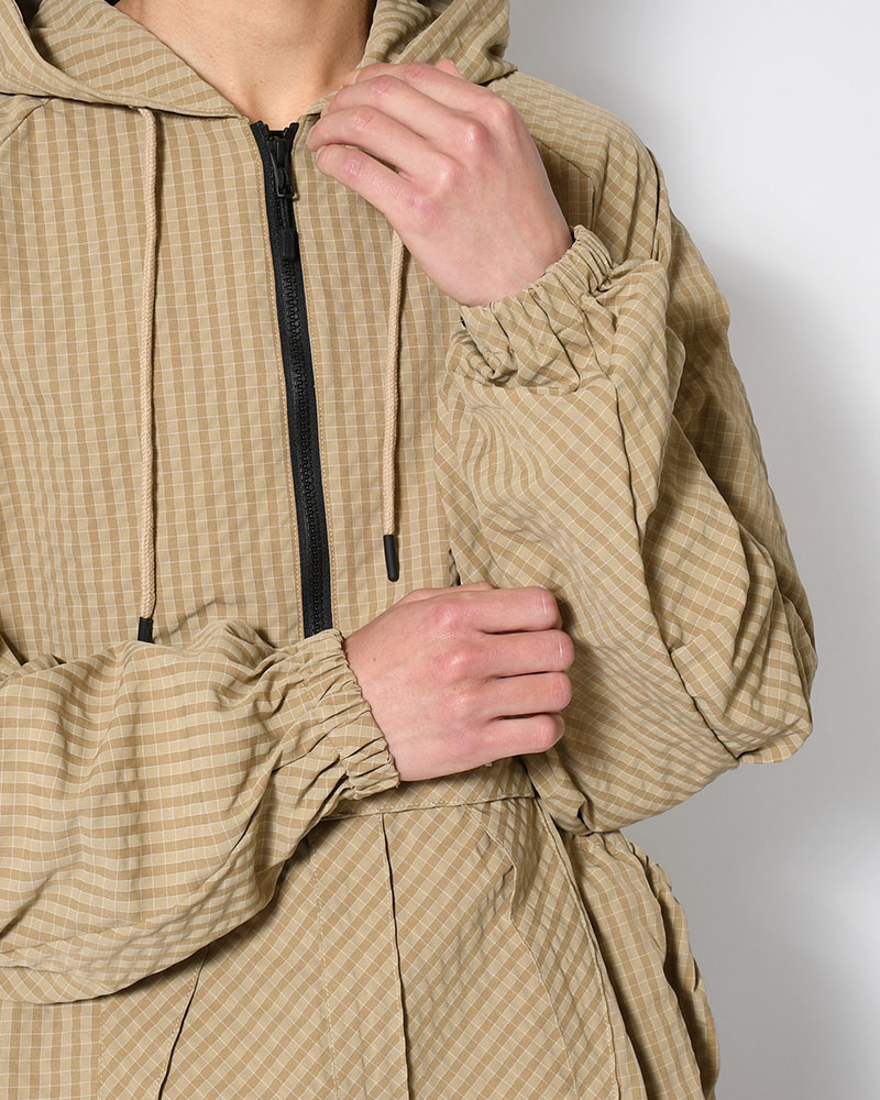 RIPPLE PLAID ANORAK -BEIGE-