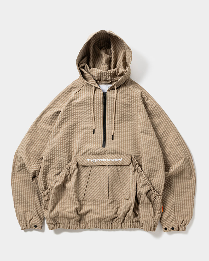 RIPPLE PLAID ANORAK -BEIGE-