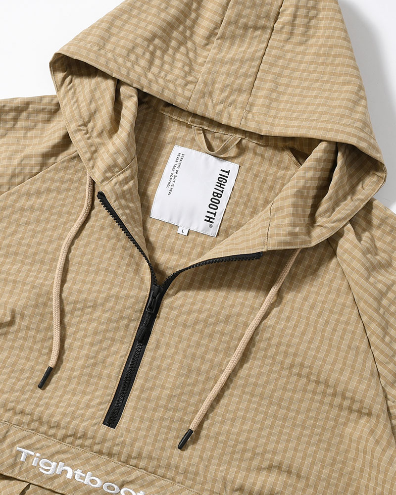RIPPLE PLAID ANORAK -BEIGE-
